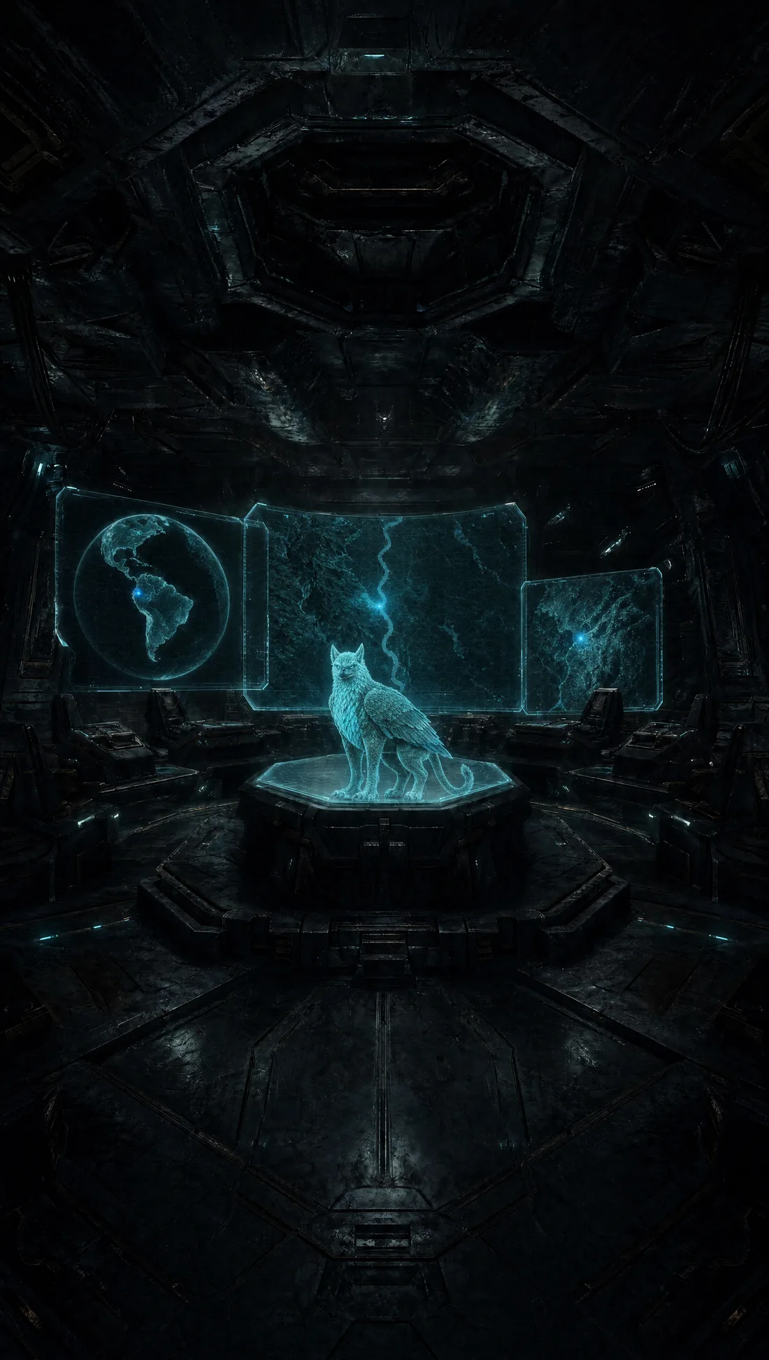 Holograma de la Quimera en la sala de mando de la nave